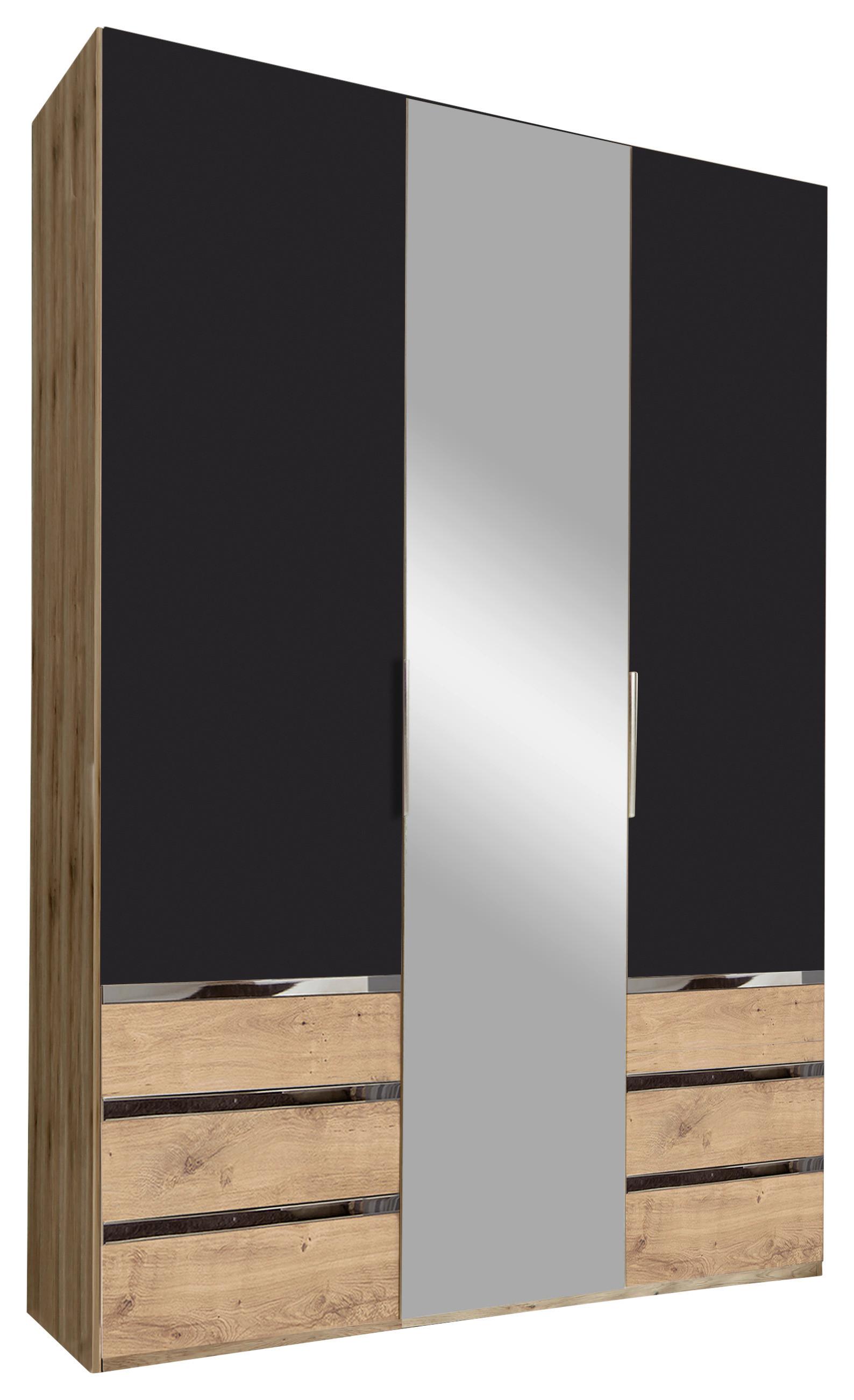 DULAP USI ROTATIVE LEVEL 36A - argintiu/culoare lemn stejar, Modern, sticlă/material pe bază de lemn (150/216/58cm) - Modern Living