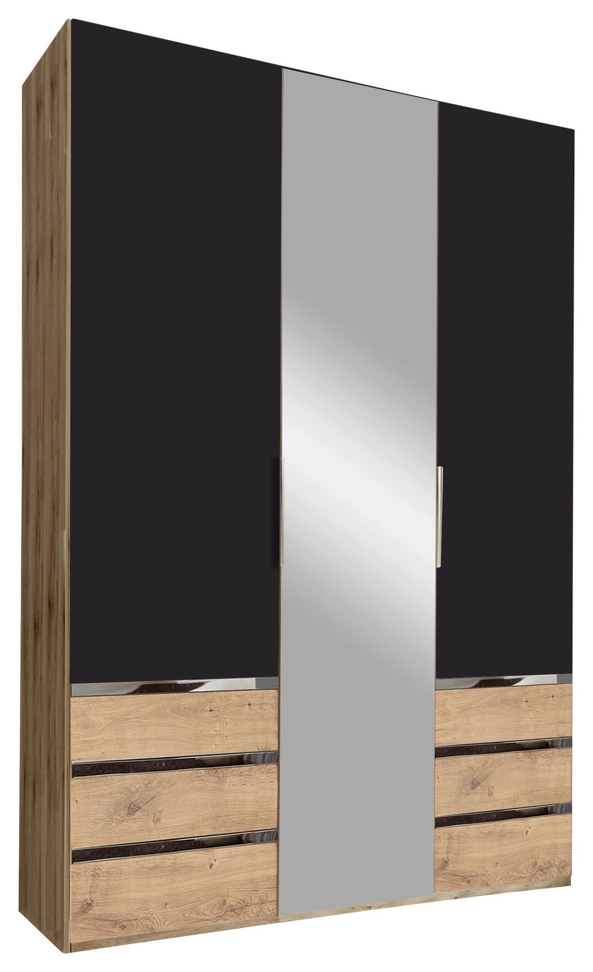 DULAP USI ROTATIVE LEVEL 36A - argintiu/culoare lemn stejar, Modern, sticlă/material pe bază de lemn (150/216/58cm) - Modern Living