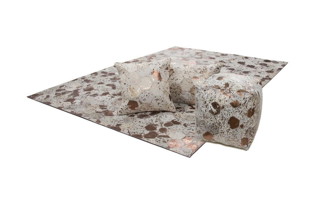 POUF DAZZLE 200 - Chromfarben/Creme, Design, Leder (45/45/45cm) - Kayoom