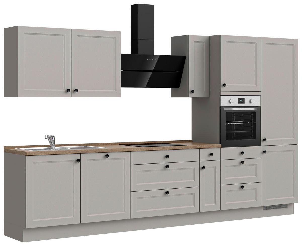 Küchenblock Cascada High m. Geräten Grau - Eiche dunkel/Schwarz, MODERN, Holzwerkstoff/Metall (360cm) - Nobilia