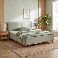 Bett Emily Grün ca. 160x200cm - Schwarz/Grün, KONVENTIONELL, Holzwerkstoff/Textil (160/200cm) - Premium Living