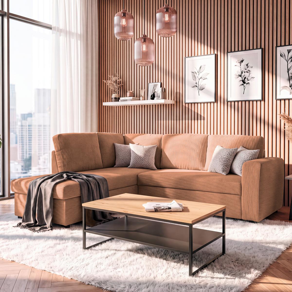 Kutna Garnitura Toulouse - crna/terakota, Trend, drvni materijal/drvo (224/206cm)