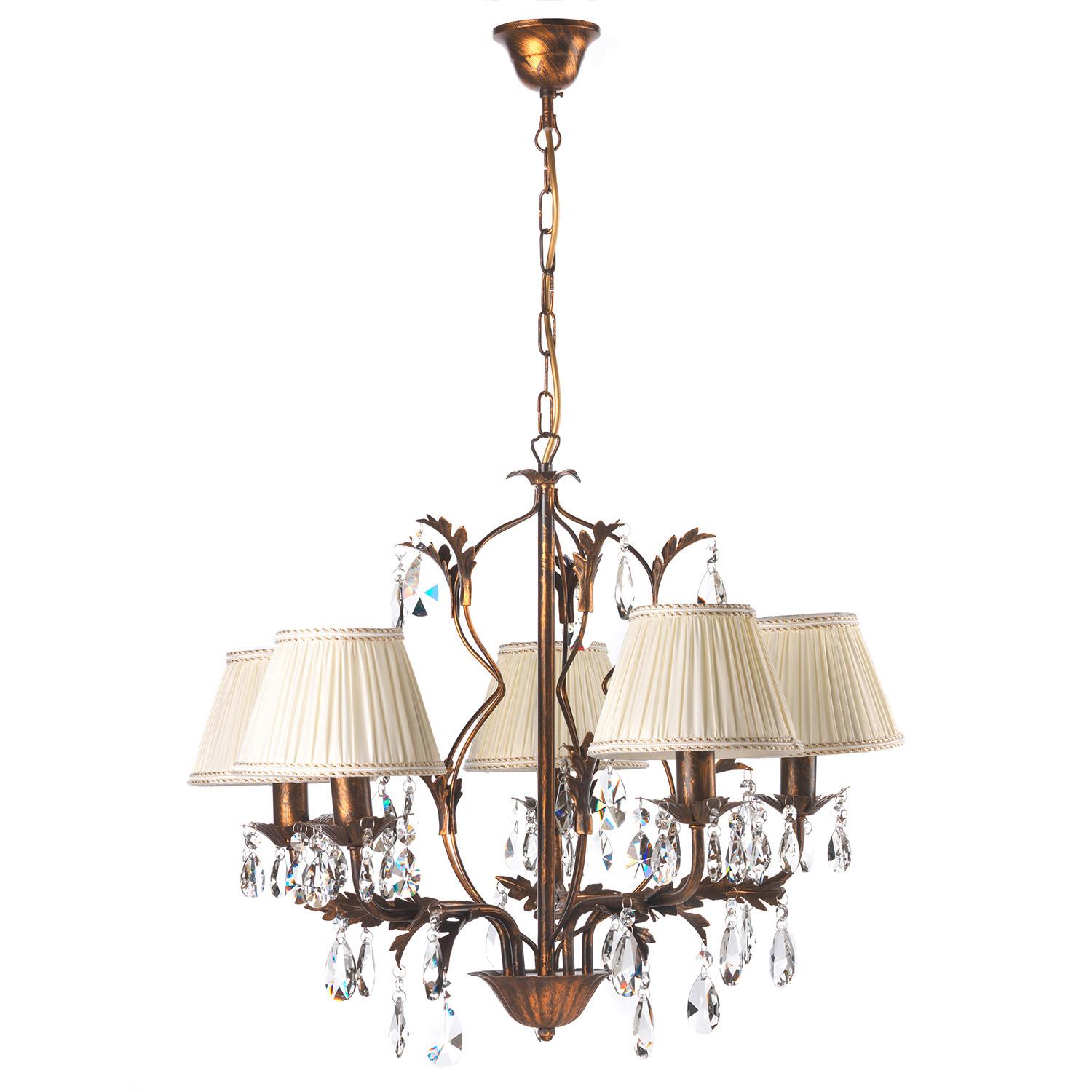 Kristall-Hängeleuchte Karen Bronzefarben max. 6 Watt - Bronzefarben, KONVENTIONELL, Glas/Metall (60/105cm)