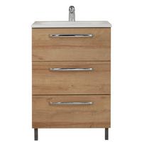 Mosdó Alsószekrény Luga 961 - krómszínű/tölgyfa színű, Modern, faalapú anyag (60/77/43cm)