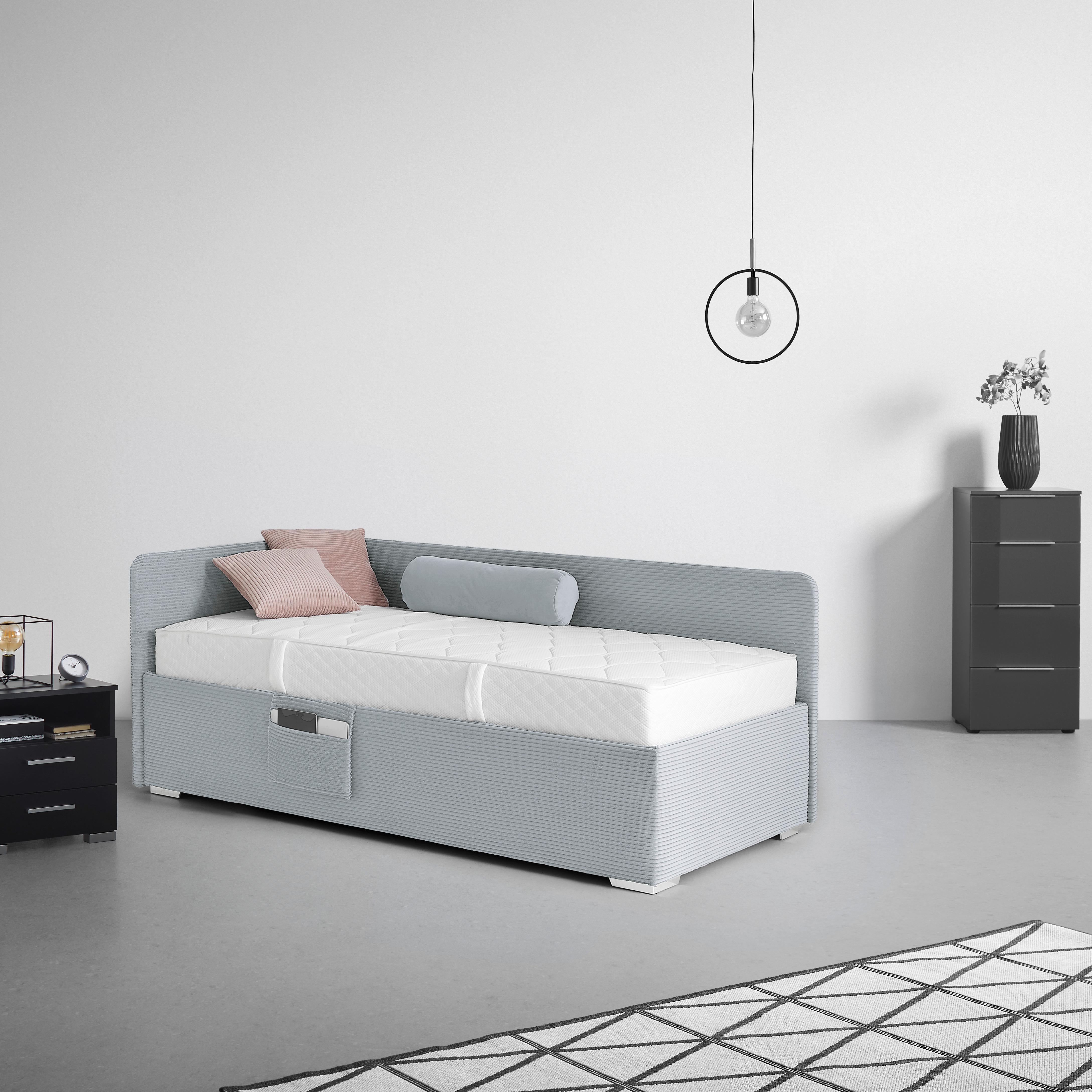 Krevet Remi - prirodne boje/boje kroma, Konvencionalno, drvo/tekstil (90/200cm) - Based