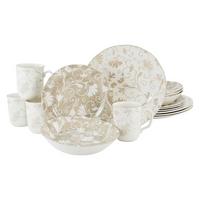 Kerámia Étkészlet Damask - bézs/fehér, Trend, kerámia (43,5/26,5/40cm) - Creatable