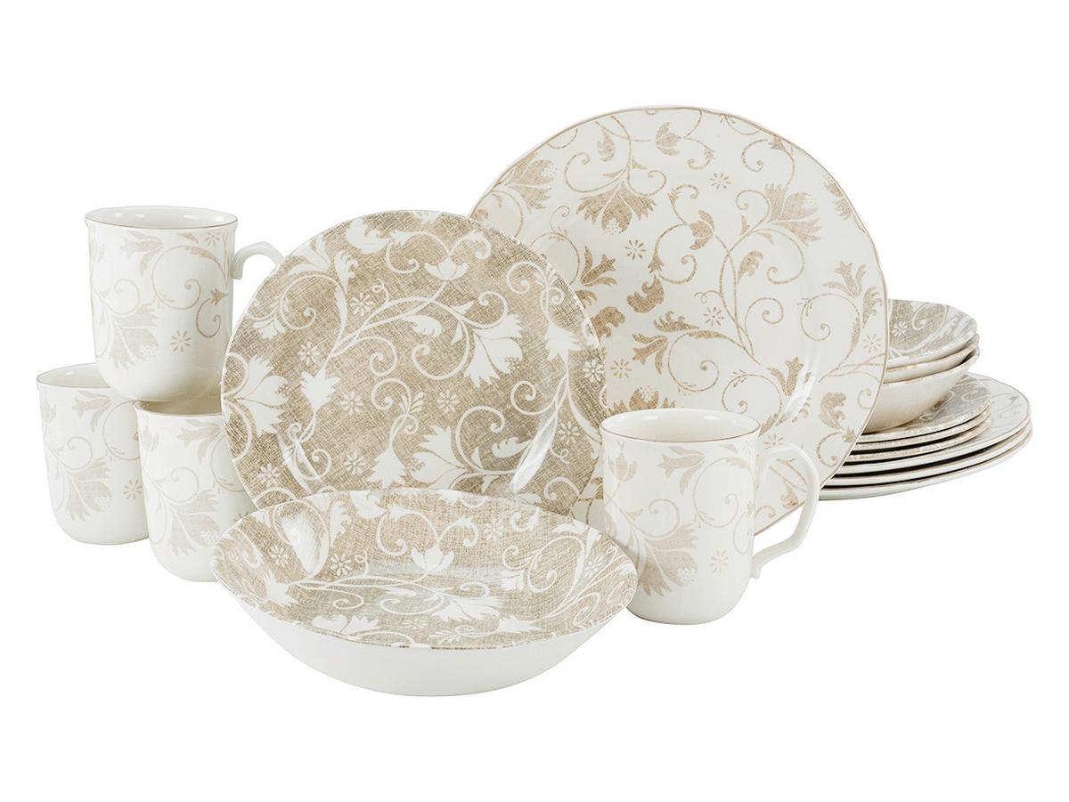 Kerámia Étkészlet Damask - bézs/fehér, Trend, kerámia (43,5/26,5/40cm) - Creatable