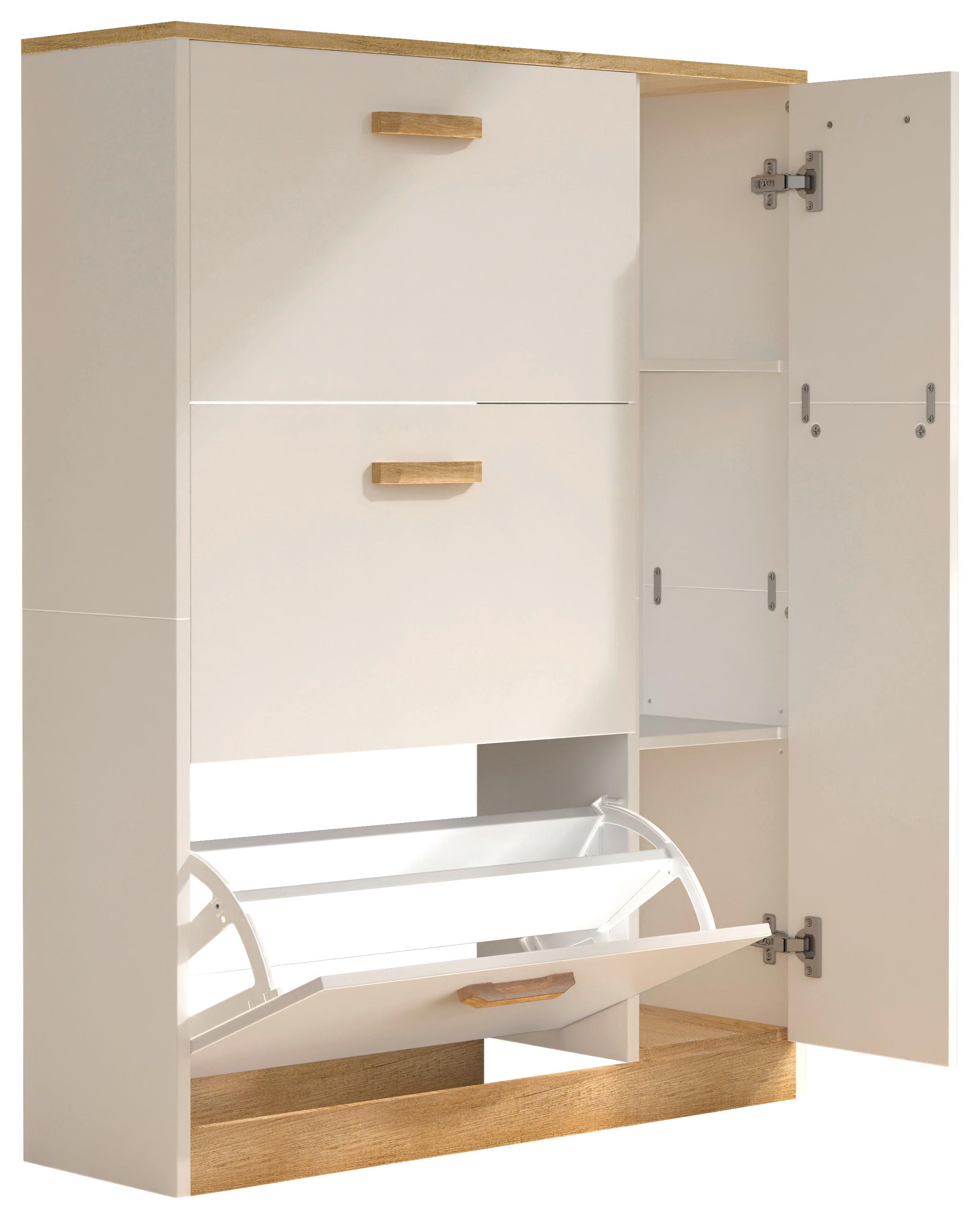 SCHUHSCHRANK HALOM L - Honigeiche/Weiss, Lifestyle, Holzwerkstoff (80/105/24cm) - MID.YOU