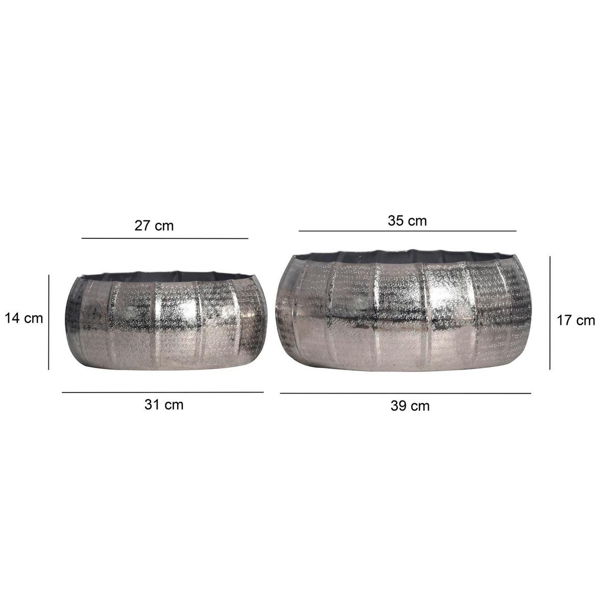 DEKOVASE PFLANZKÜBEL 2ER SET SILBER - Silberfarben, Design, Metall (39/17/39cm) - Livetastic