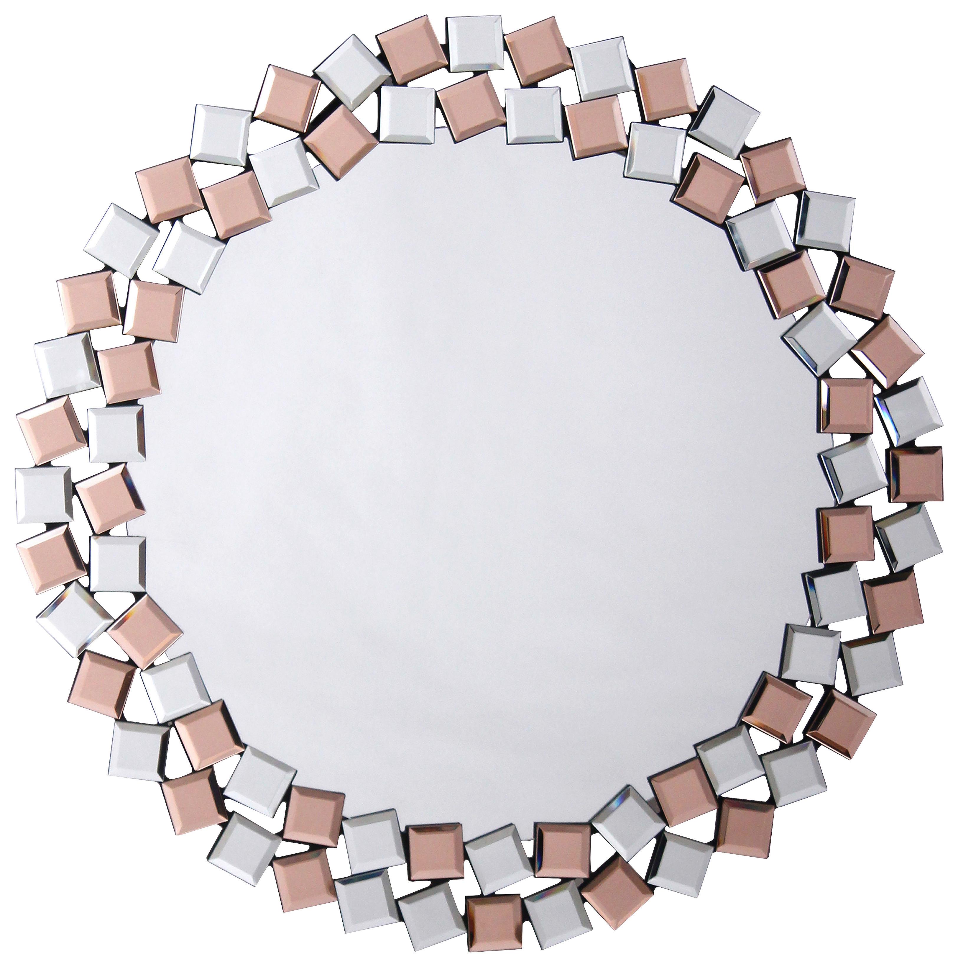 WANDSPIEGEL MOSAIC 1825 SILBER / ROSE - Silberfarben/Roségold, Basics, Glas/Holzwerkstoff (80/80/1,6cm) - Kayoom