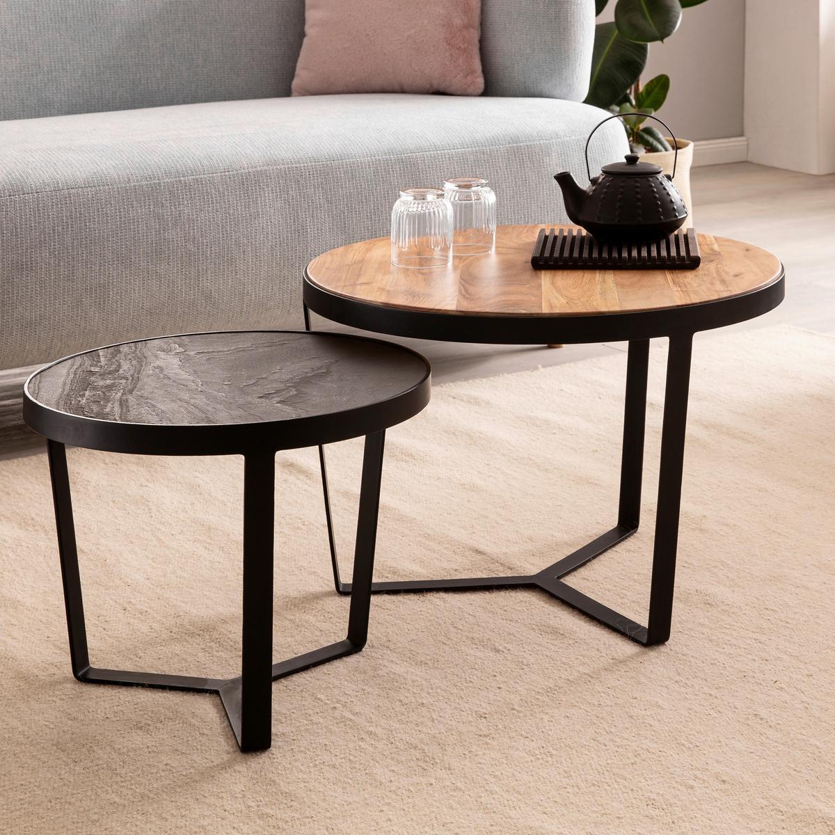 COUCHTISCHSET WL6.765 - Schwarz/Braun, Lifestyle, Holz/Holzwerkstoff (60/60/40cm) - MID.YOU