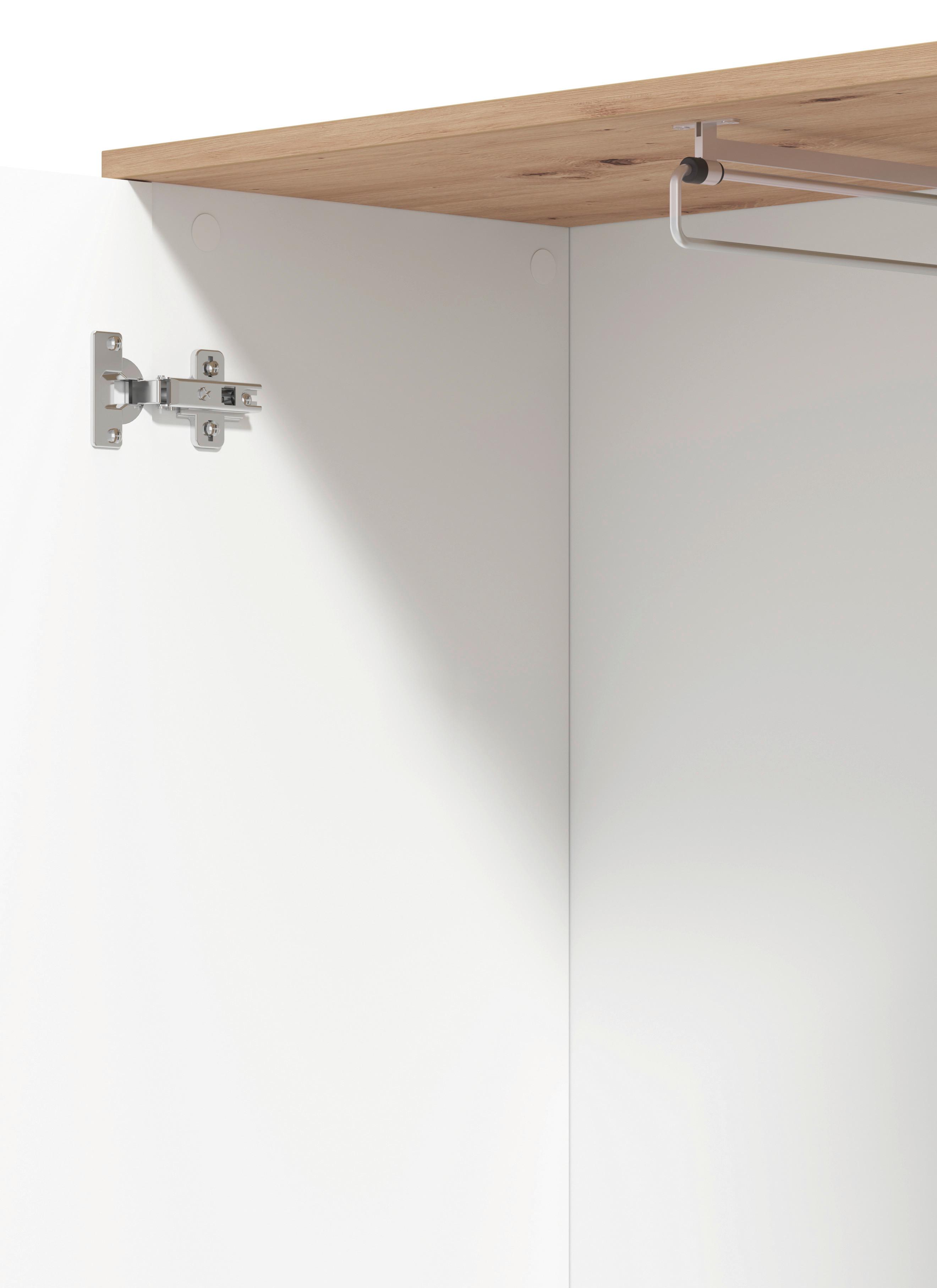 HALLMÖBEL CANVEY - vit/ek Artisan, Modern, trämaterial/glas (116/197/35cm) - Mömax