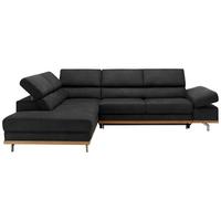 Wohnlandschaft Carmen in Schwarz mit Bettfunktion - Chromfarben/Schwarz, KONVENTIONELL, Holz/Textil (226/93/292cm) - Based