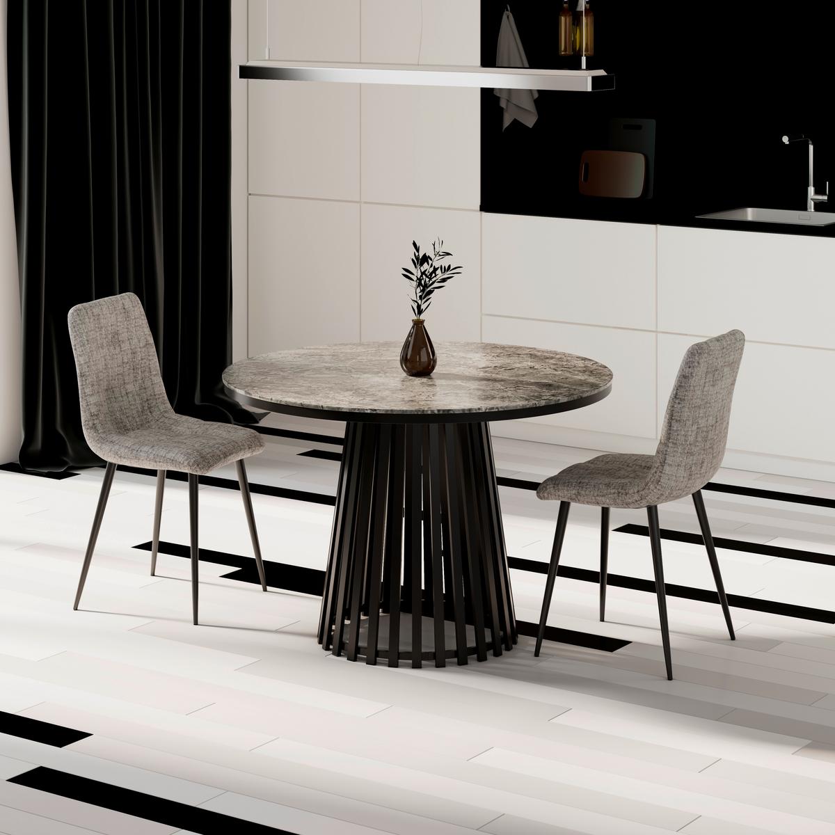 MASĂ PELA - negru/gri, Modern, metal/piatră (110/75cm) - Bessagi Home