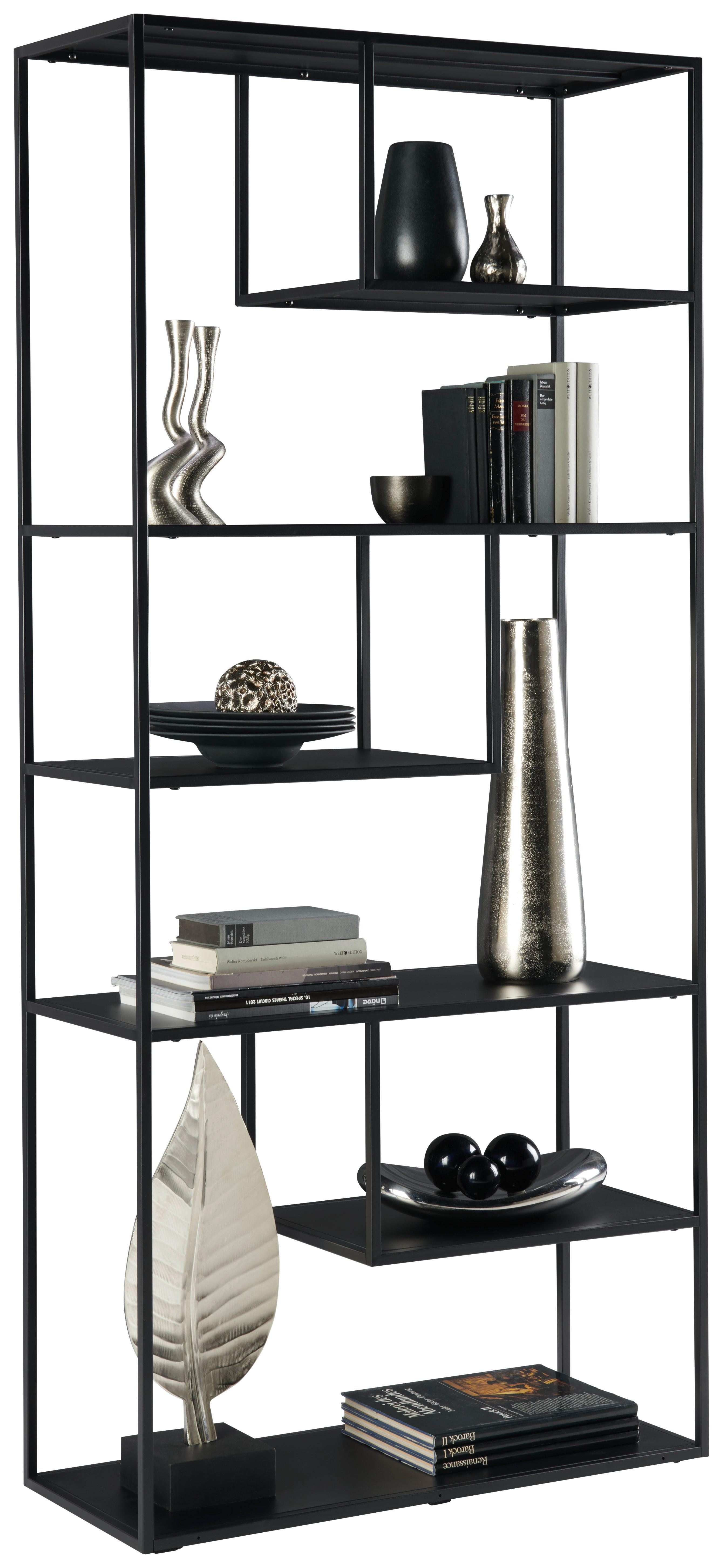 REGAŁ LINUS - czarny, Trend, metal (85/188/35cm) - Carryhome