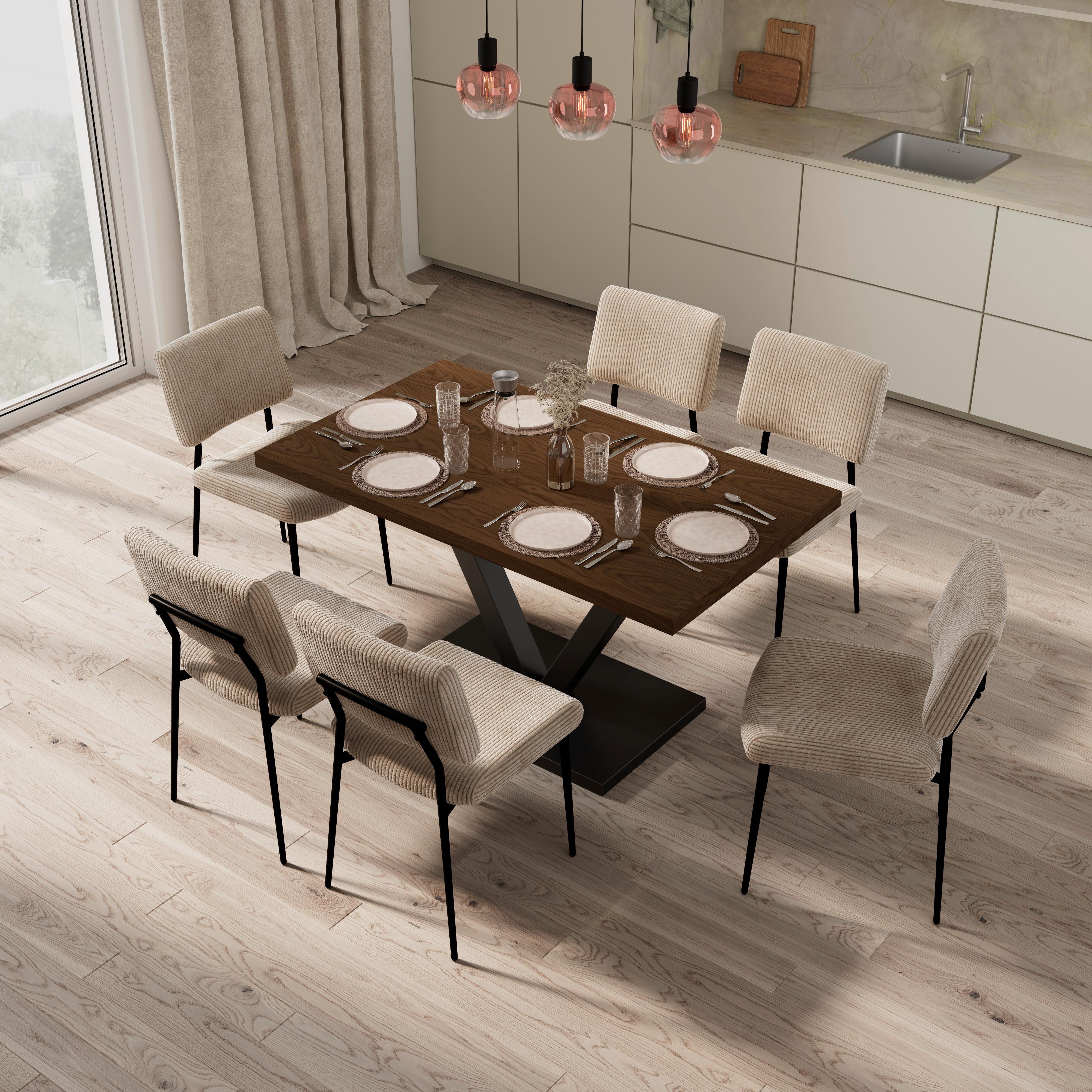 Esstisch Loca Holz/MDF Walnussfarben ca. 140x80x76 cm - Walnussfarben/Schwarz, MODERN, Holz/Holzwerkstoff (140/80/76cm) - Bessagi Home