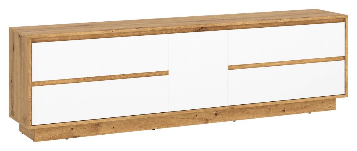 Tv-element Foggia, Barva Hrasta, Bela - črna/bela, Trend, umetna masa/leseni material (188,4/57/40cm)