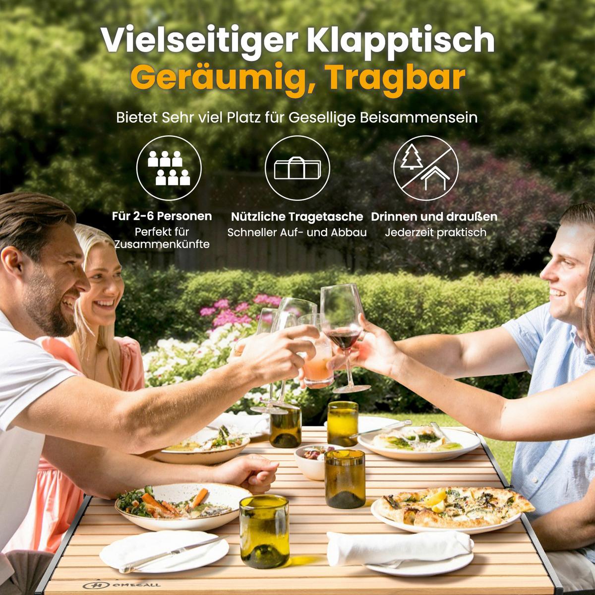 Campingtisch Anthrazit/Braun ca.118x70x70cm - Anthrazit/Birnbaumfarben, Basics, Metall (118/70/70cm) - Modante