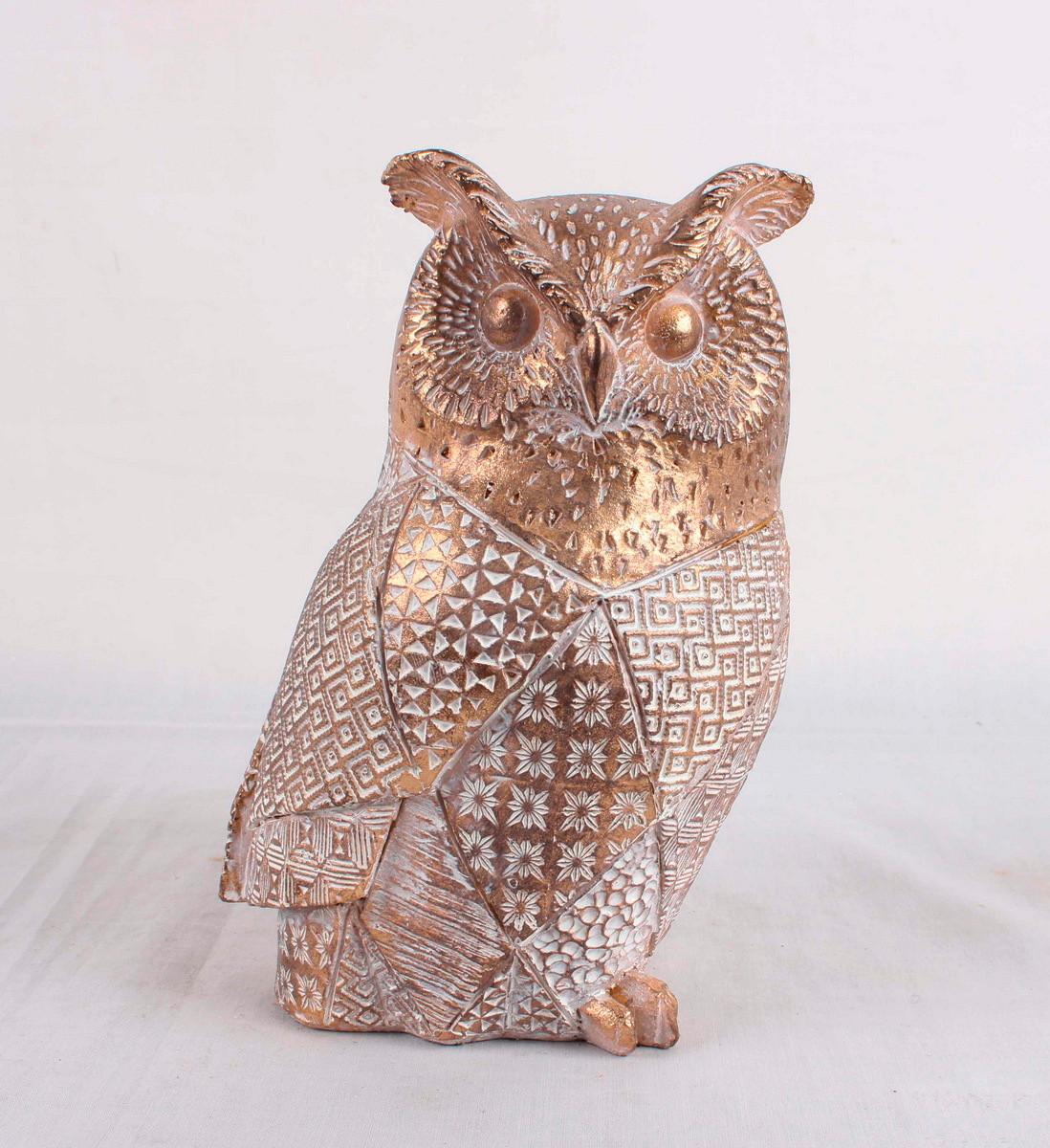 Dekor Bagoly Uhu Gold - arany, Design, műanyag (12/9,5/18cm)
