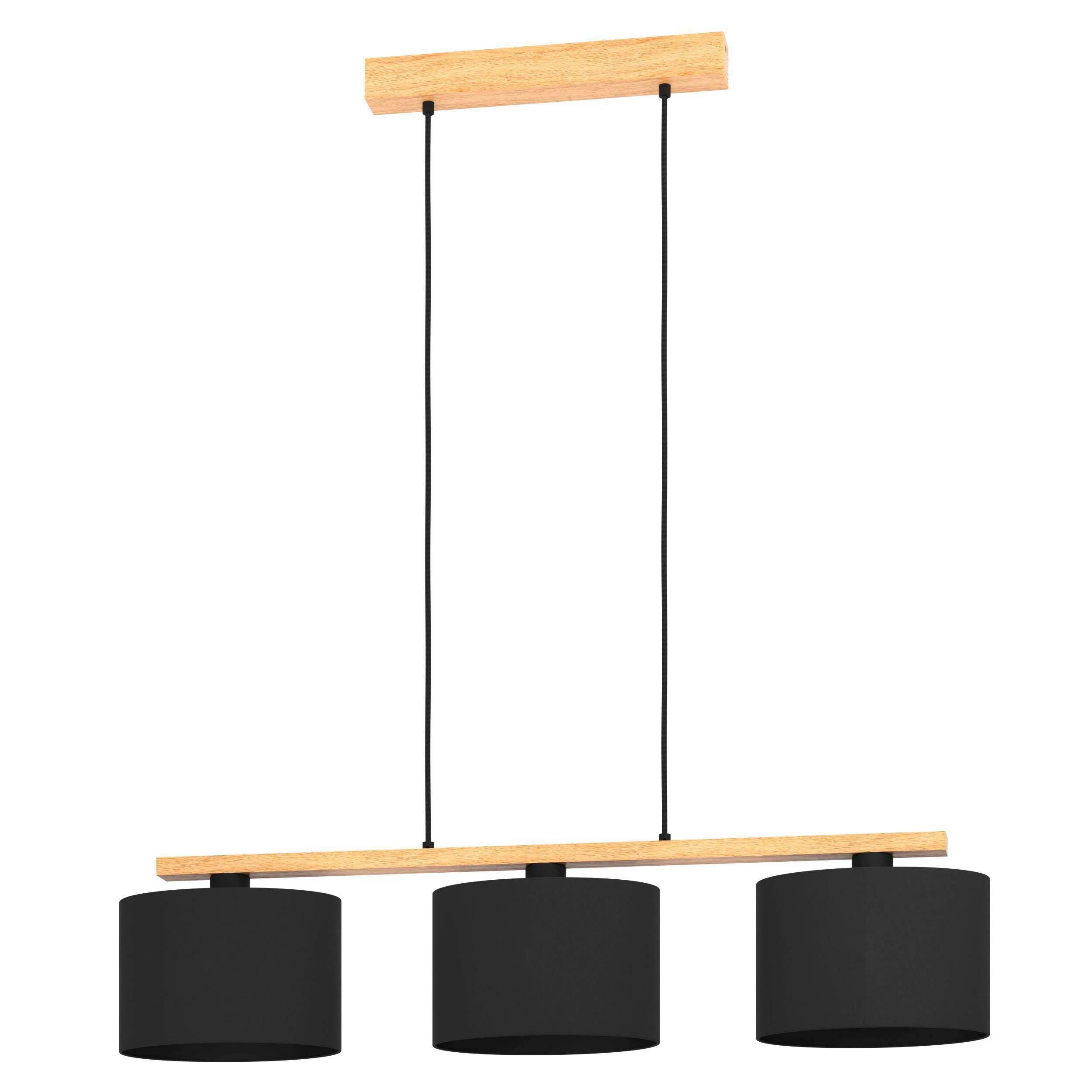 Hängeleuchte 900313* Castralvo - Schwarz/Braun, Basics, Holz/Textil (97.5/17.5/110cm) - Eglo