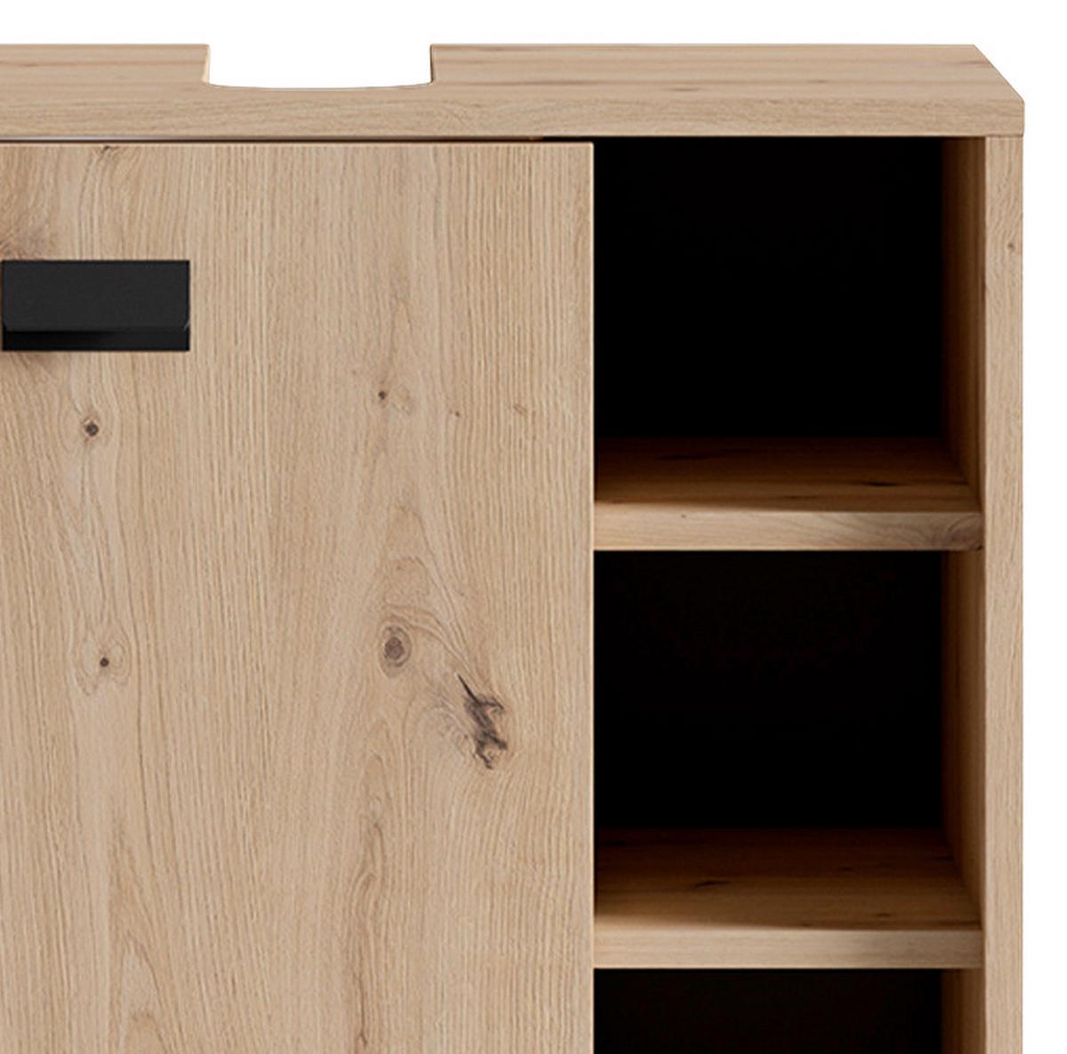 Waschbeckenunterschrank Wellness B: 60 cm Eiche Dekor - Anthrazit/Schwarz, MODERN, Holzwerkstoff/Kunststoff (60/62/34cm) - MID.YOU