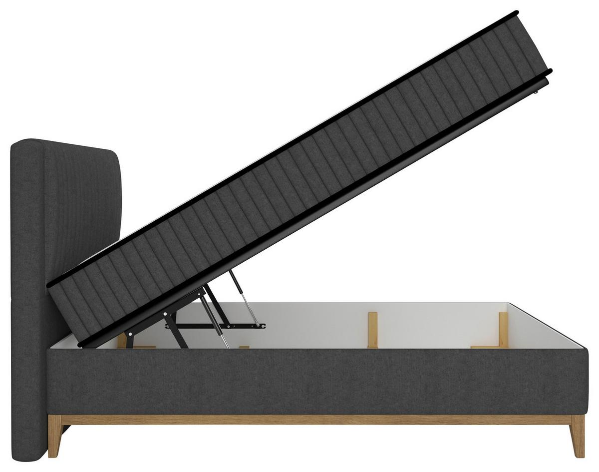 Bett Elena Schwarz ca. 120x200cm - Schwarz, KONVENTIONELL, Holz/Holzwerkstoff (120/200cm) - Sembella
