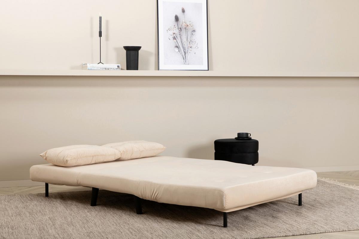 SCHLAFSOFA VICKY - Creme, Design, Textil/Metall (120/88/80cm) - Livetastic