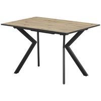 Raztegljiva Jedilna Miza Marcel, 120-160x80 - črna/barve hrasta, Moderno, kovina/leseni material (120-160/76/80cm)