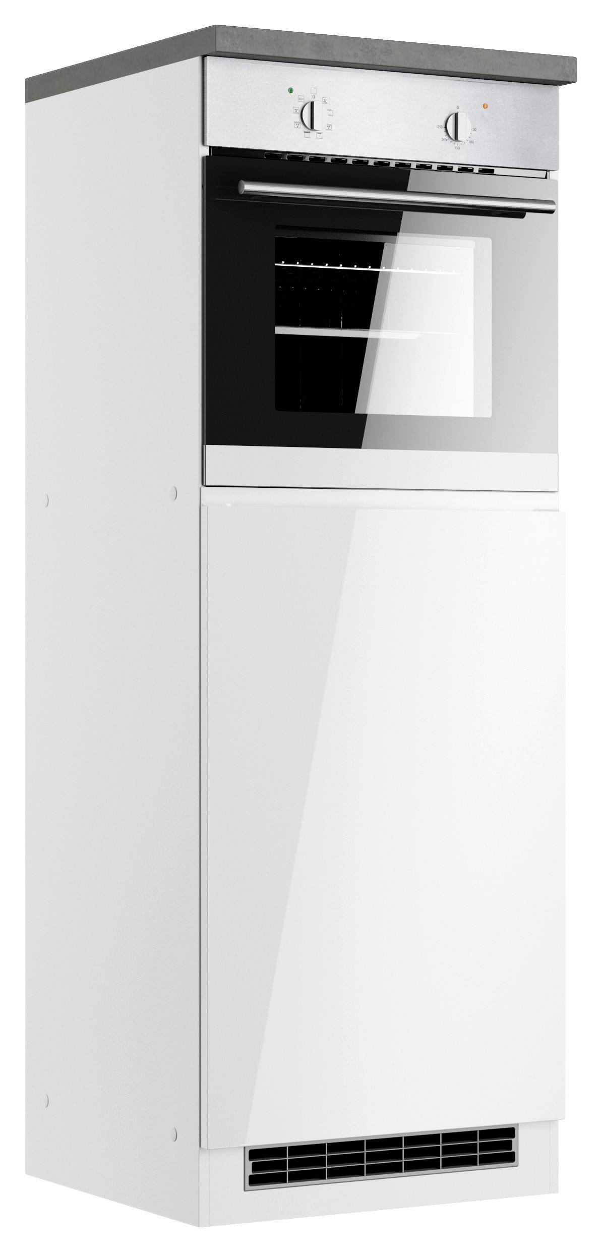 Herdumbauschrank Monza ca. 60x86 cm Weiß/Grau - Weiß Hochglanz/Weiß, LIFESTYLE, Holzwerkstoff (60/86/60cm) - Held