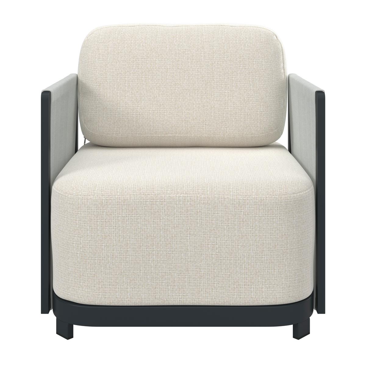Loungegarnitur Coralie Creme Metall/Outdoorstoff +Abdeckung - Anthrazit/Creme, MODERN, Textil/Stein (155/62cm) - Bessagi Garden