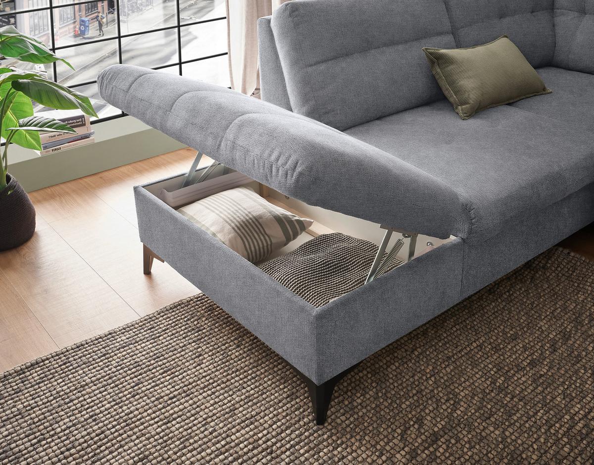 Wohnlandschaft Durban U ca. 218x324x170 cm Grau - Schwarz/Grau, KONVENTIONELL, Kunststoff/Textil (218/324/170cm) - MID.YOU