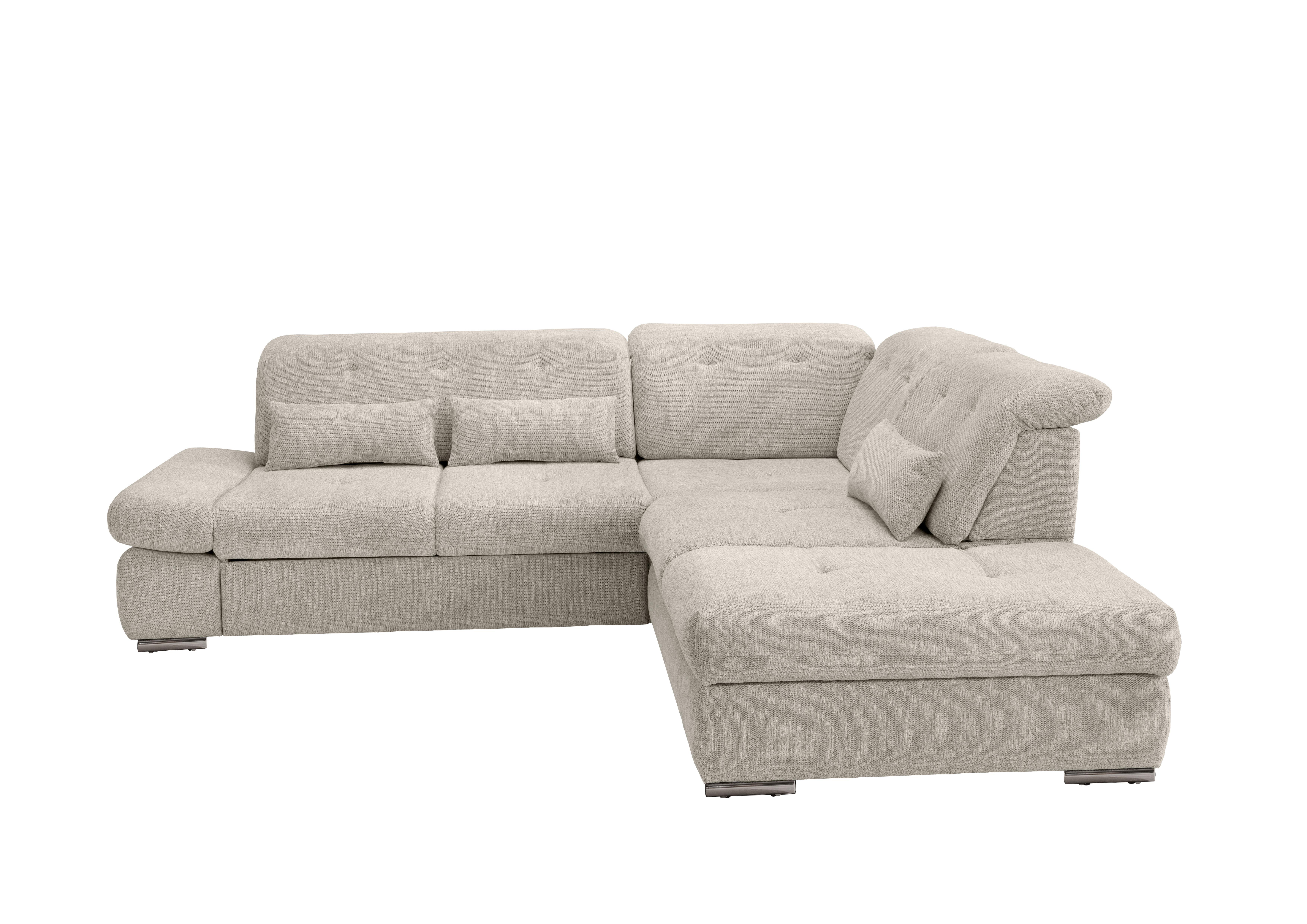 Ecksofa Dalida Beige Chenille m. Bettkasten - Chromfarben/Beige, Design, Textil/Metall (280/254cm) - Livetastic