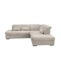 Ecksofa Dalida Beige Chenille m. Bettkasten - Chromfarben/Beige, Design, Textil/Metall (280/254cm) - Livetastic