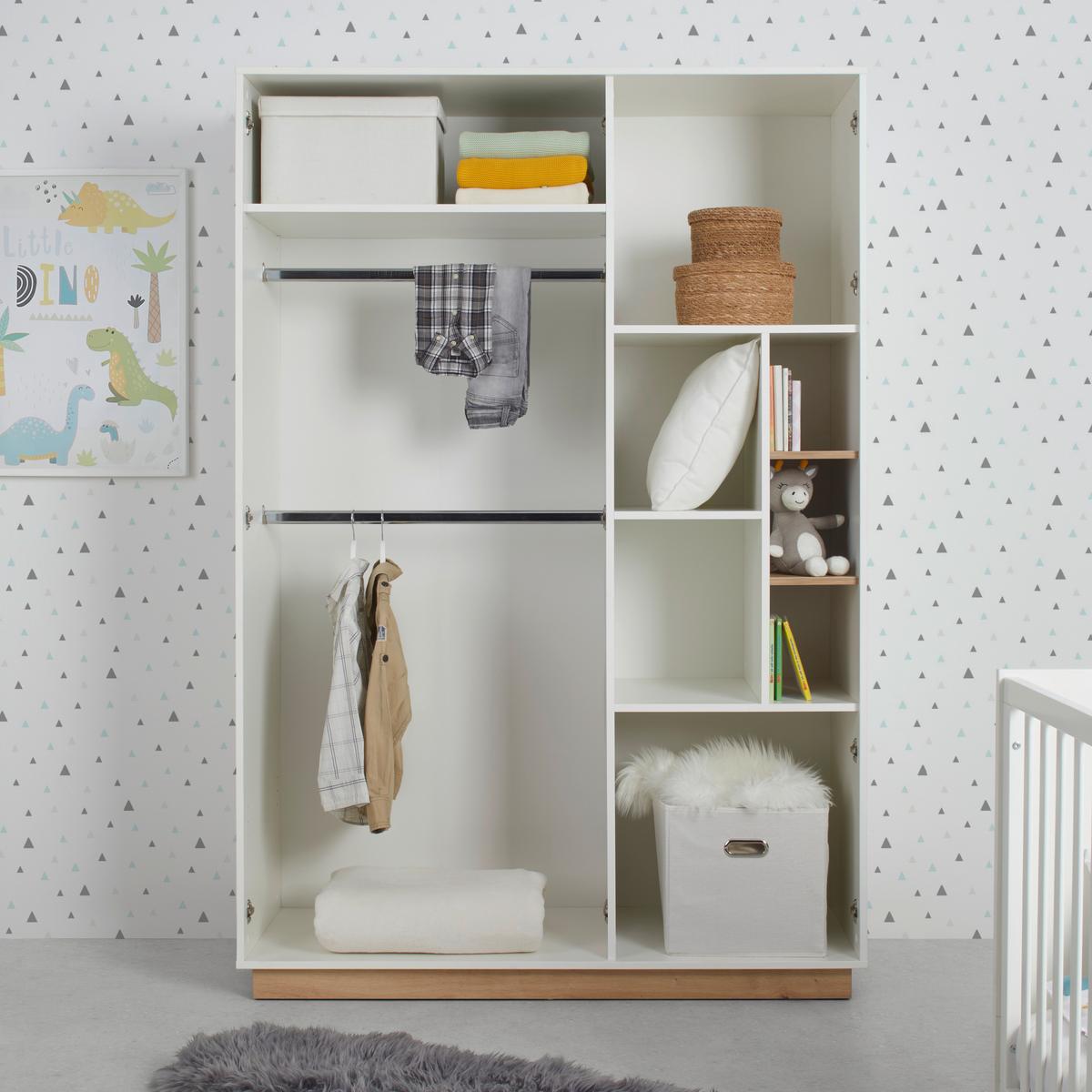 Kleiderschrank Luna White Weiss/Eiche ca. 131x194x55cm - Weiss/Eiche Artisan, Konventionell, Holz/Holzwerkstoff (131/194/55cm) - Roba