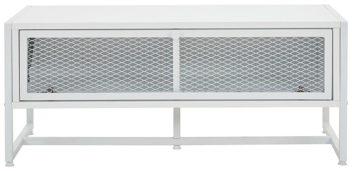 ŁAWKA Z PÓŁKĄ NA BUTY MELA - biały, Modern, metal/drewno (95/40/41cm) - P & B