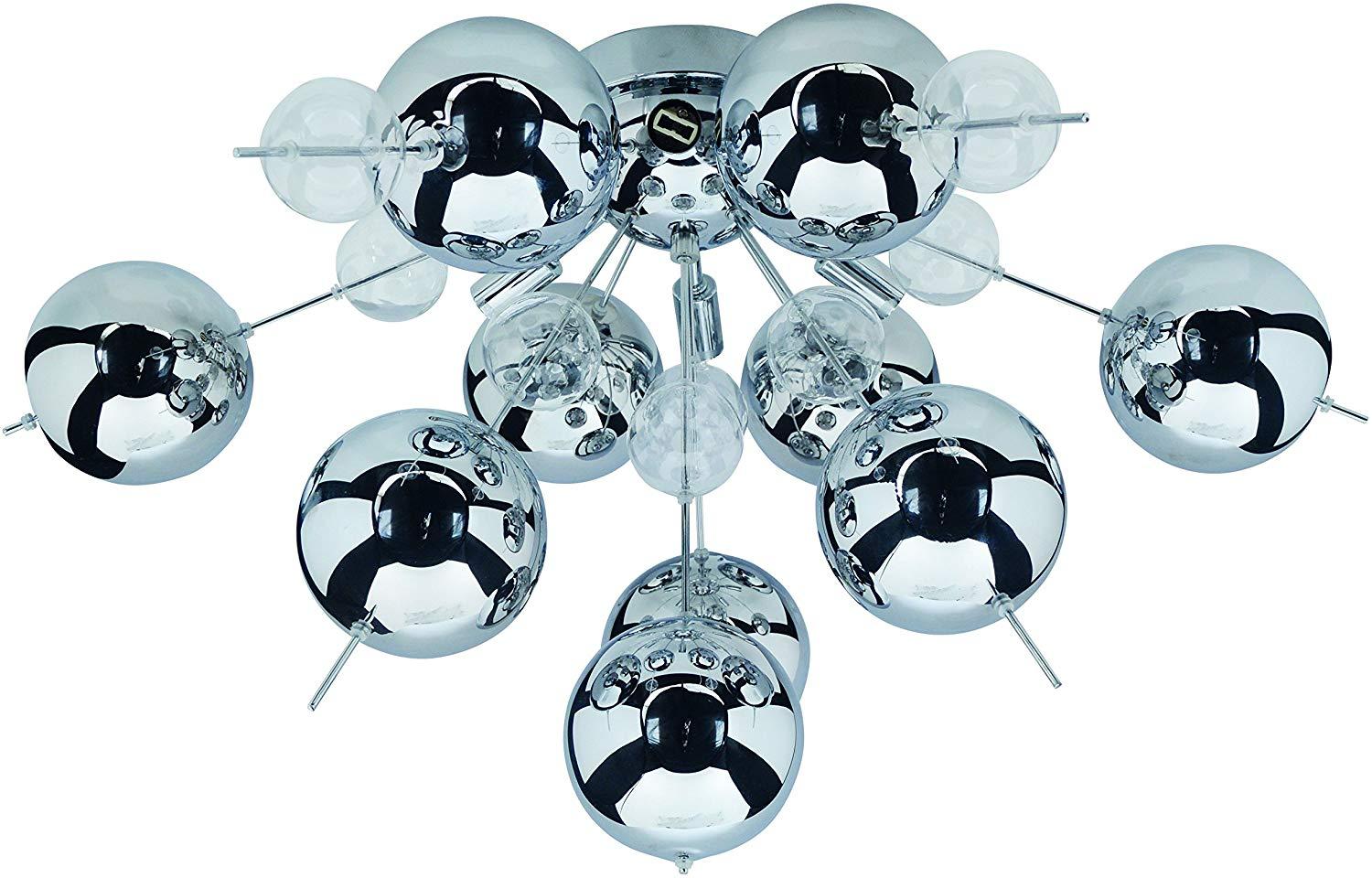 Deckenleuchte Explosion Chromfarben/Klar max. 20 Watt - Klar/Chromfarben, Design, Glas/Metall (57/57/38cm) - Näve