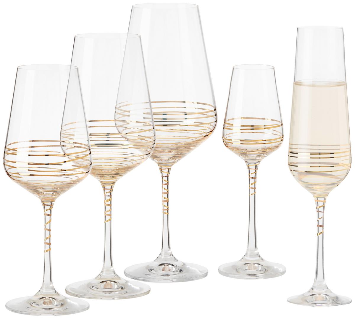 Sektglas Elegance ca. 200ml - Klar/Goldfarben, MODERN, Glas (0,2l) - Bohemia