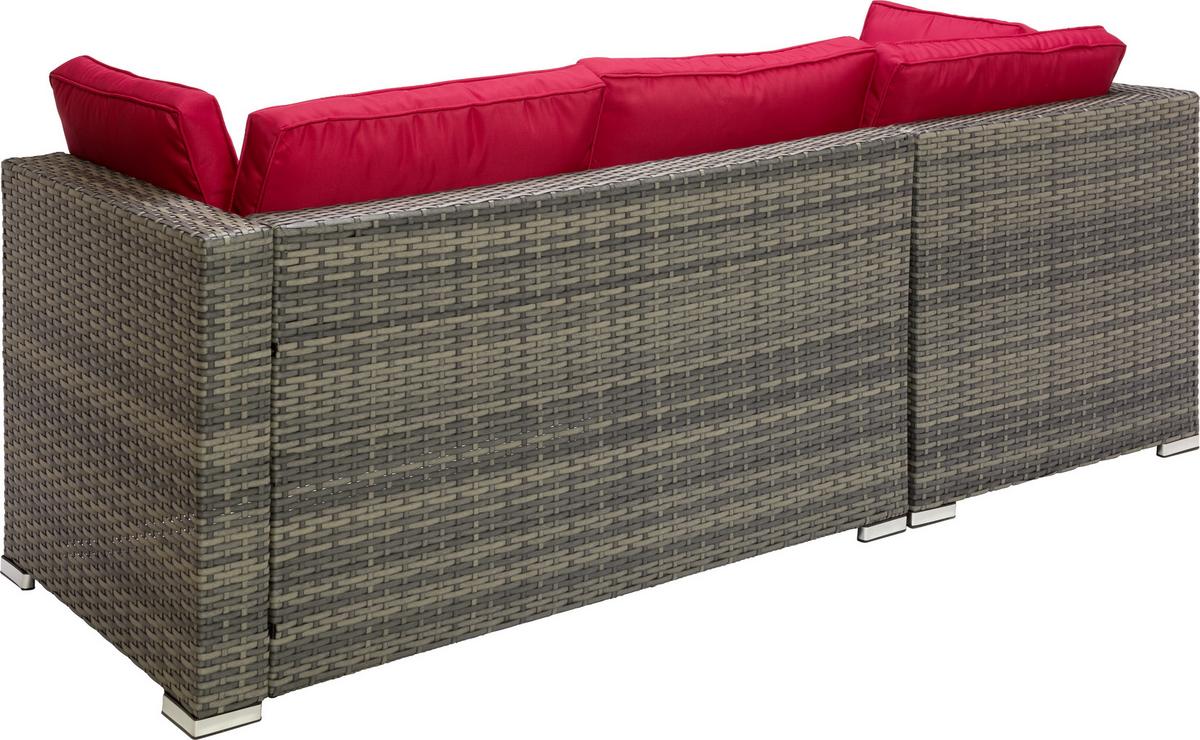 Lounge Garnitura Leona Rdeča, Rjava, 3-Delni Set - rdeča/rjava, Moderno, kovina/umetna masa (146/199cm) - Modern Living