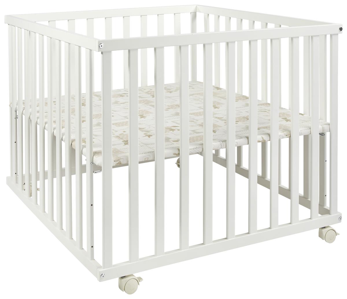KOJEC NA KÓŁKACH ROMEO - biały, Basics, tworzywo sztuczne/drewno (97/97/70cm) - My Baby Lou