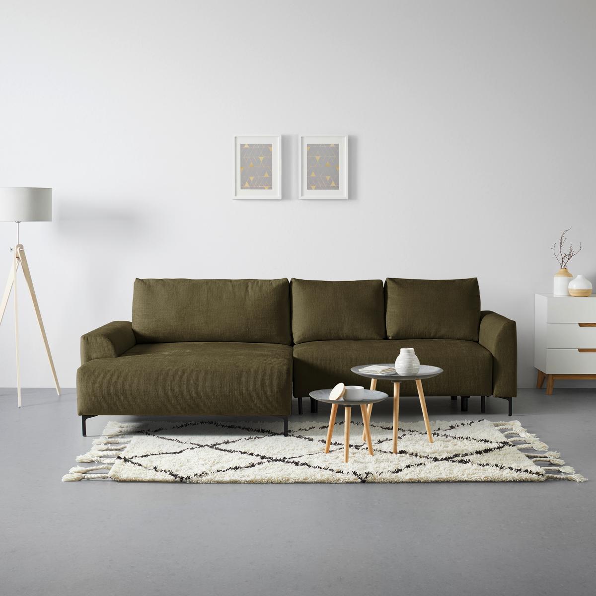 Ecksofa Integra Olivgrün - Schwarz/Olivgrün, Textil/Metall (170/81-93/294cm) - Mömax