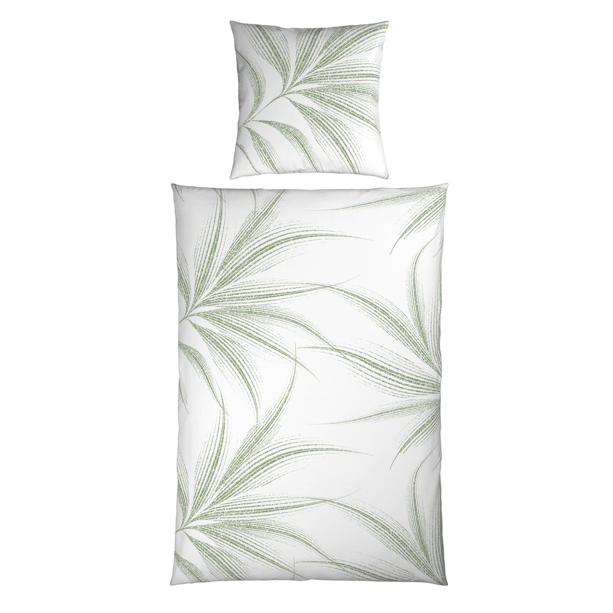 Bettwäsche Melefa Grün/Weiß ca. 135x200cm - Weiß/Grün, KONVENTIONELL, Textil (135/200cm) - Mömax