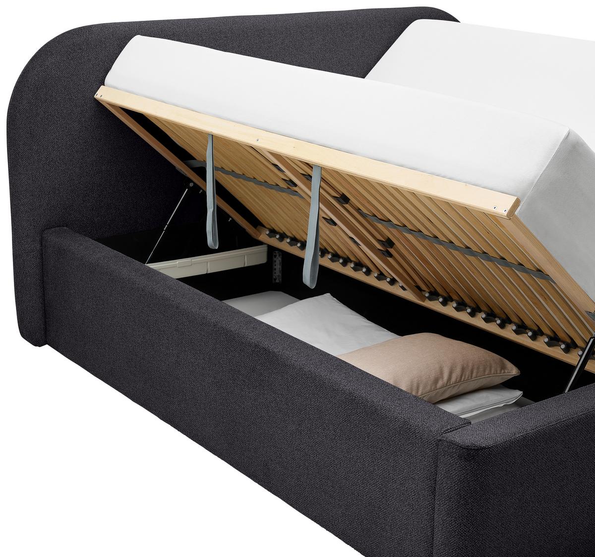 Tapecirani Krevet Bilbao Storage - crna/antracit, Design, drvo/tekstil (160/200cm) - Based