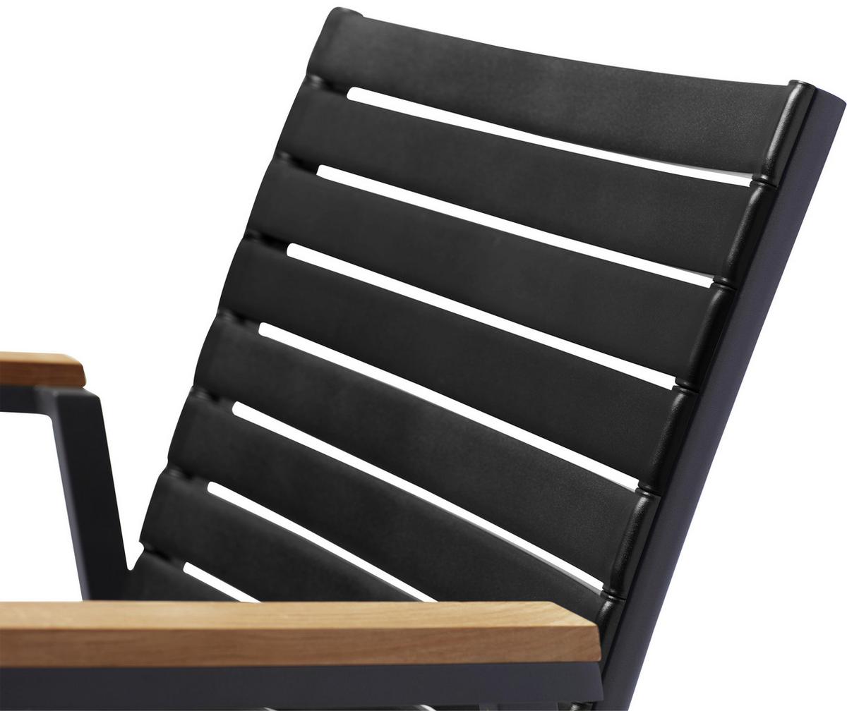 Gartensessel Mood Extreme Anthrazit/Teakholz stapelbar - Anthrazit/Schwarz, KONVENTIONELL, Holz/Kunststoff (56,5/84/62cm) - Gardenson