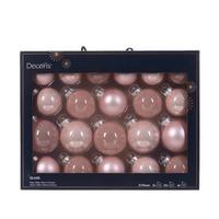 Set globuri de Crăciun din sticlă 21/1 - roz, Basics, sticlă (7cm)