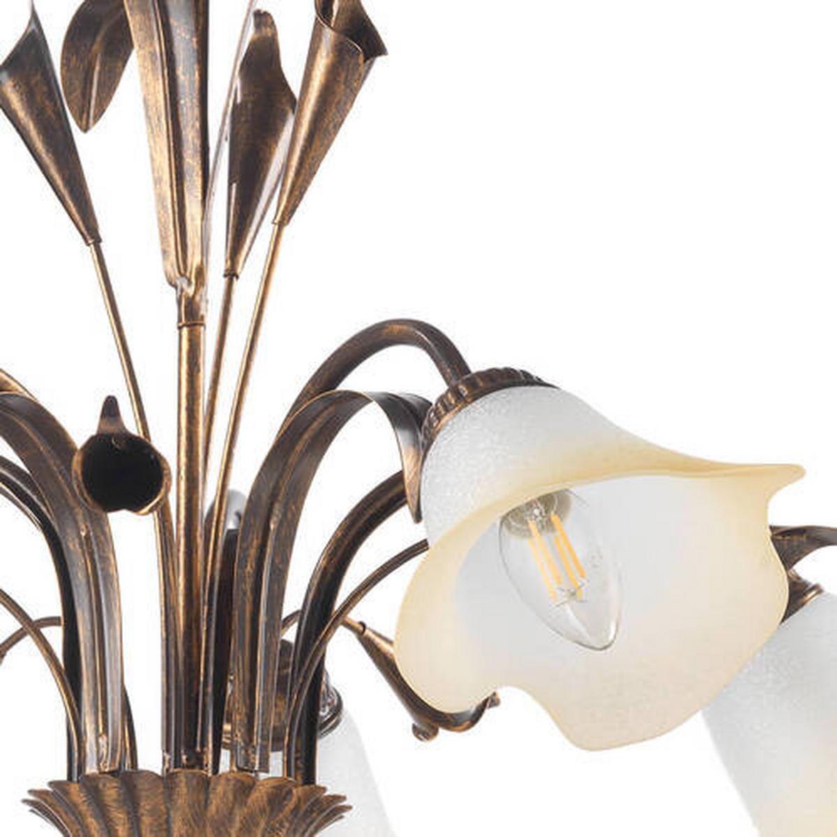 Kronleuchter Lucrezia Bronzo Bronzefarben max. 6 Watt - Bronzefarben, Natur, Glas/Metall (70/100cm)