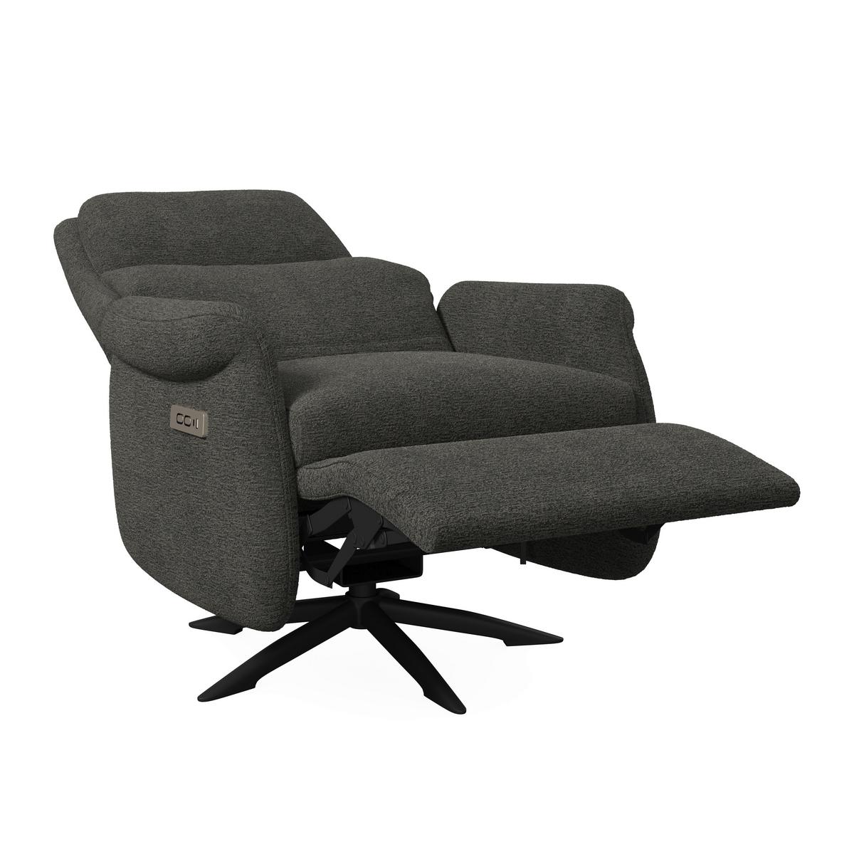 Elektrischer Relaxsessel Alice mit Liege- und Relaxfunktion - Dunkelgrau/Schwarz, MODERN, Holz/Textil (76/110/90cm) - Bessagi Home