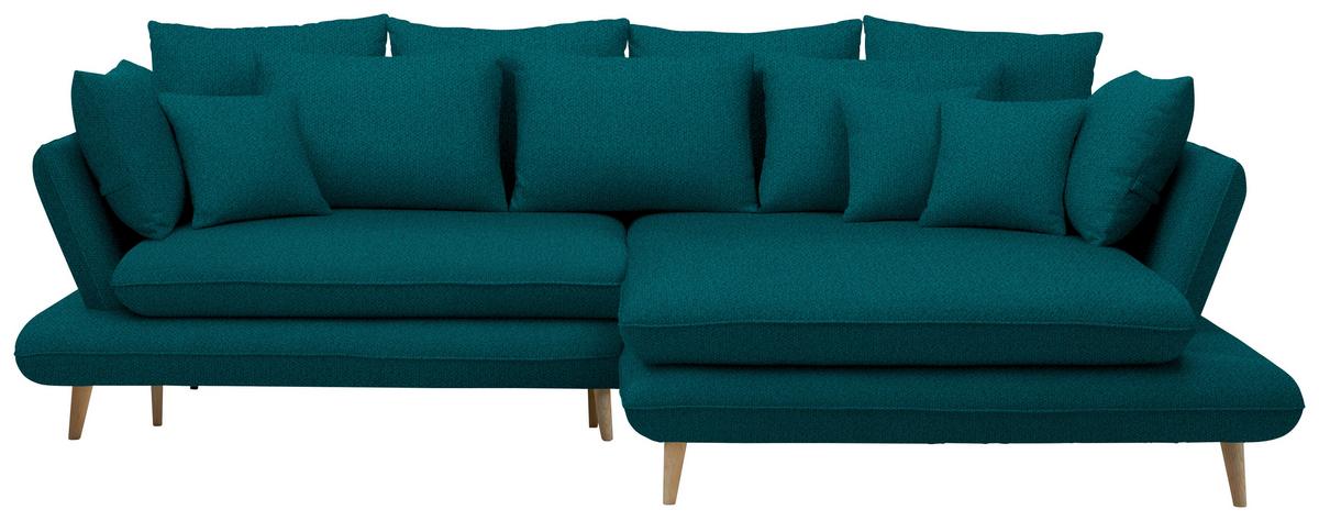 Kutna Garnitura Monte - prirodne boje/boje petroleja, Romantično / ladanjski, tekstil/drvo (283/181cm) - Premium Living