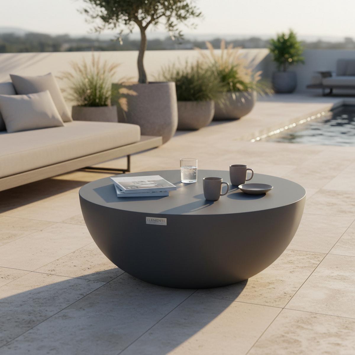 Loungetisch Chronos Schwarz - Schwarz, KONVENTIONELL, Stein (87/87/35cm) - Gardenson