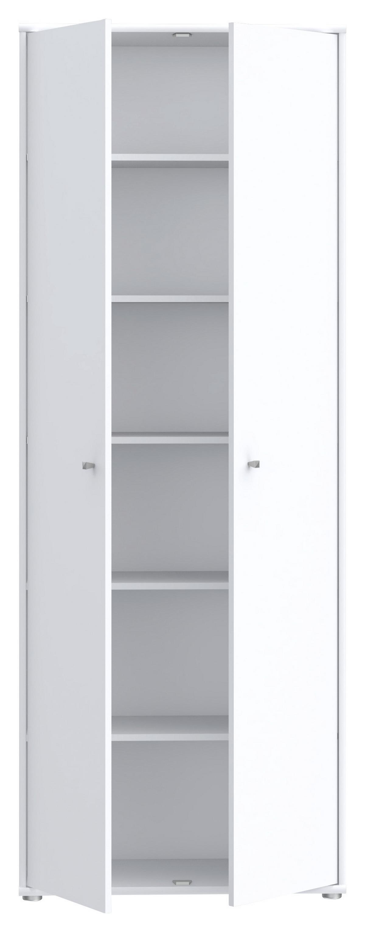 Omara S Klasičnimi Vrati Tempra 2, Bela - bela/barve aluminija, Design, leseni material (73,7/197,5/34,8cm)