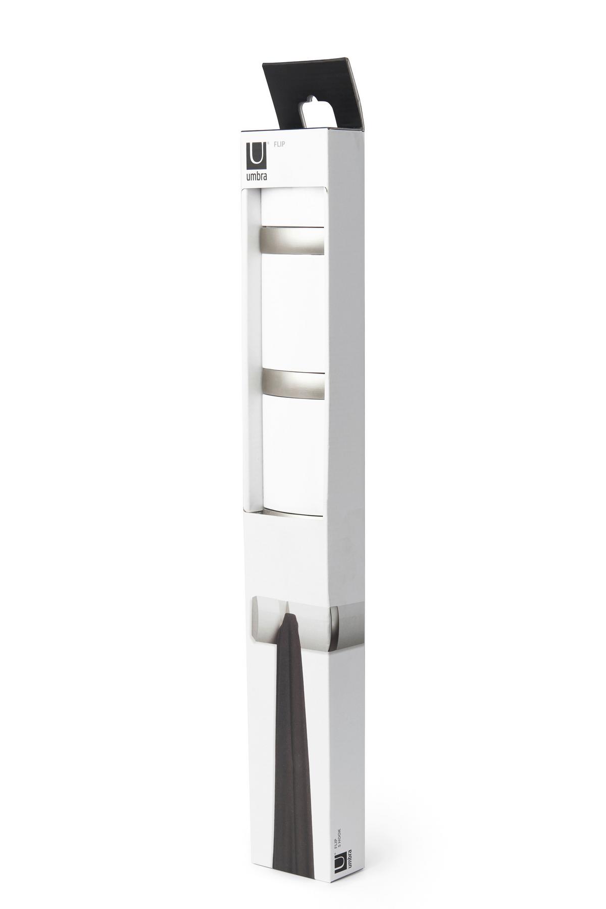 WIESZAK ŚCIENNY 318850-660 - biały/kolor niklowy, Basics, metal/drewno (51/6/3cm) - Umbra